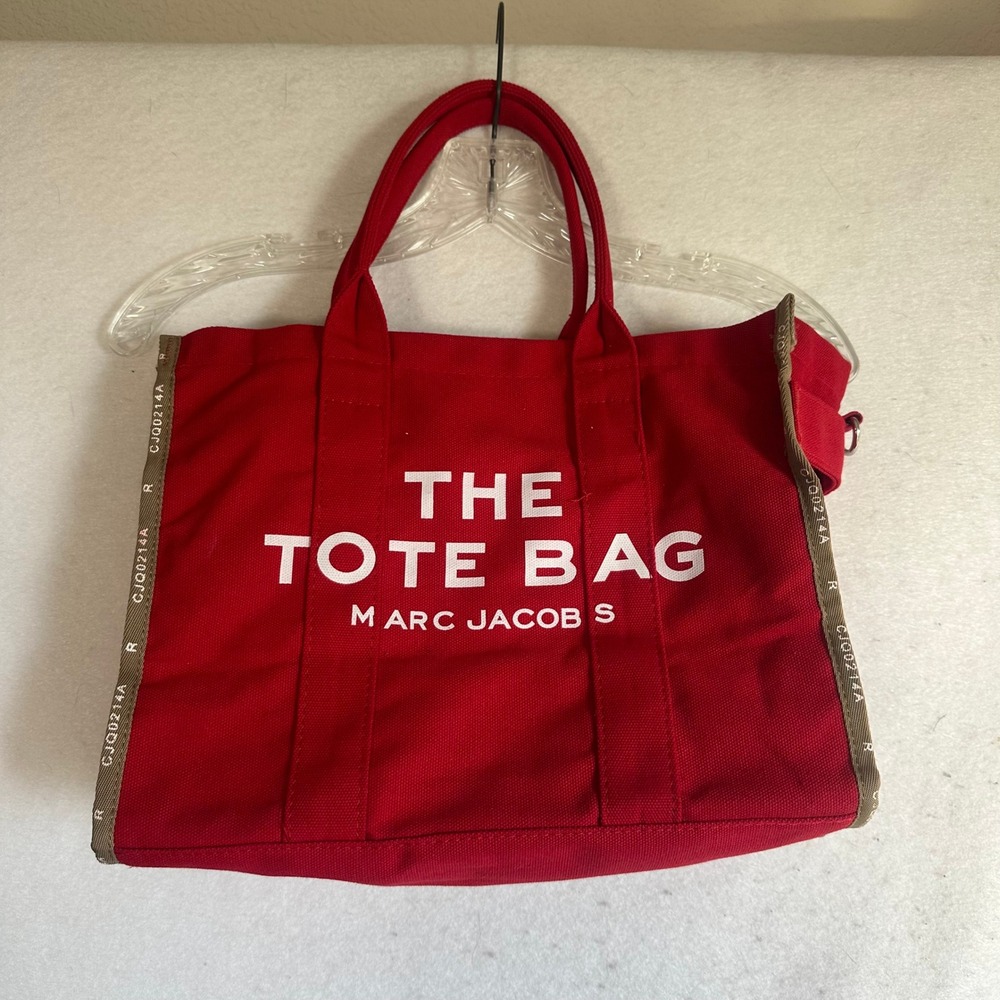 Marc Jacobs The Tote Bag Red Canvas Small Traveler Tote Handbag CJQ0214A